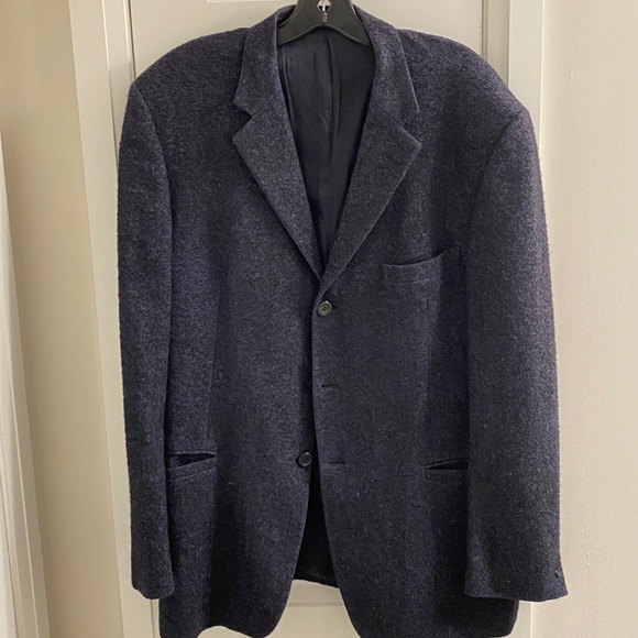 Vintage Versace Blazer Wool & Cotton Black and Dark Blue Made in Italy - Picture 1 of 10